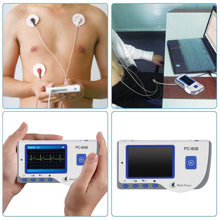 Health Care CE Easy Handheld ECG EKG Portable Mini PC 80B LCD Heart EKG Monitor Continuous